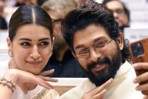 Kriti Sanon and Allu Arjun at separate public events.