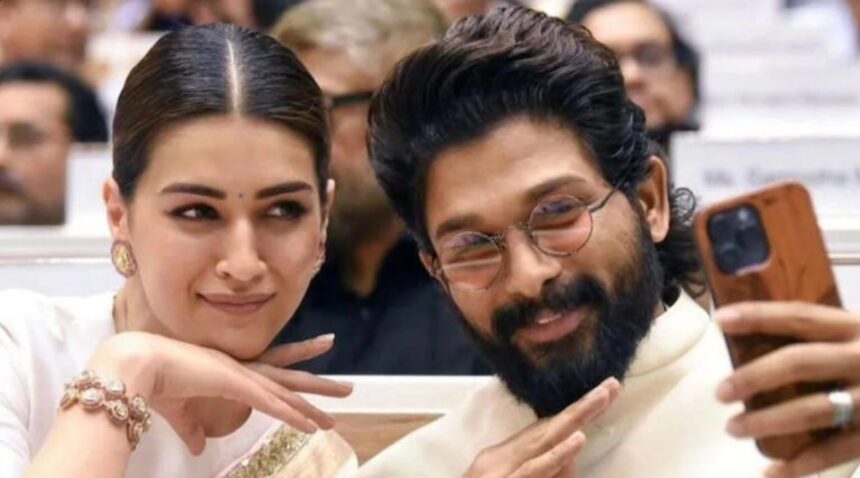 Kriti Sanon and Allu Arjun at separate public events.
