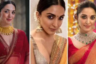 Kiara Advani-inspired festive fashion look with a glamorous embellished Indian outfit