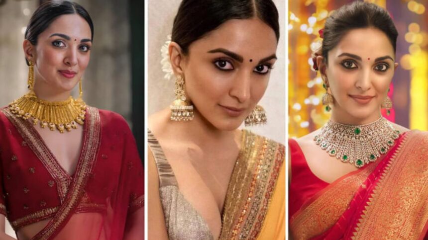 Kiara Advani-inspired festive fashion look with a glamorous embellished Indian outfit
