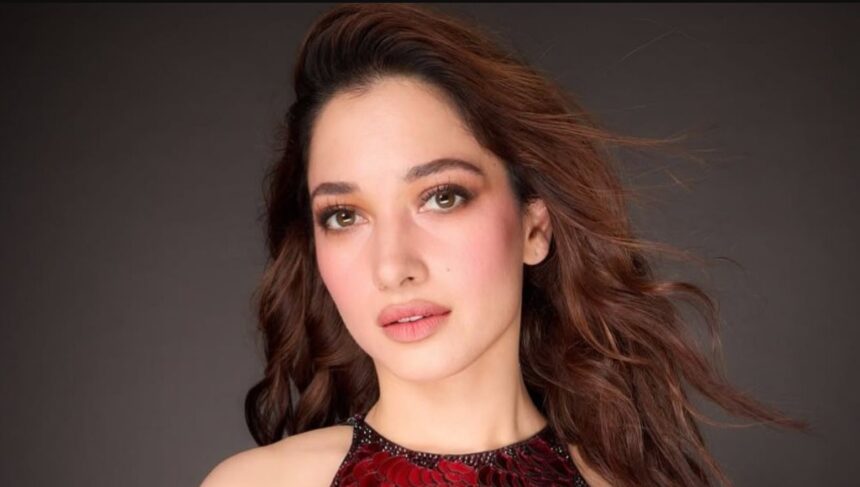 Tamannaah Bhatia performs during a high-energy dance number in Indian cinema
