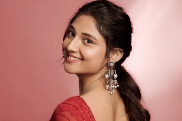 Ritika Nayak in a stunning red saree at the Mirai success meet