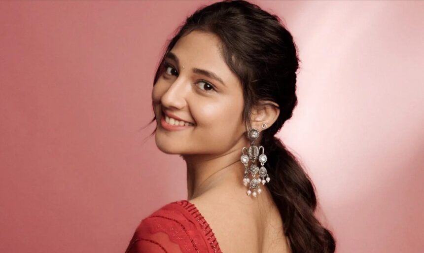 Ritika Nayak in a stunning red saree at the Mirai success meet