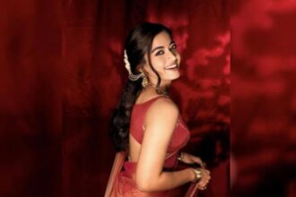 Rashmika Mandanna showcasing elegant ethnic outfits including sarees and chikankari suits.