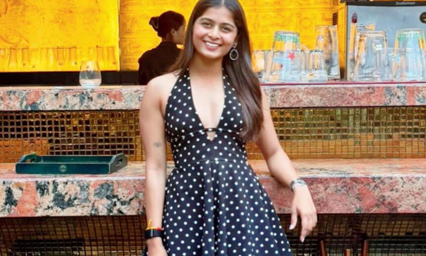 Shreyanka Patil wearing a black polka dot dress in her birthday Instagram post.