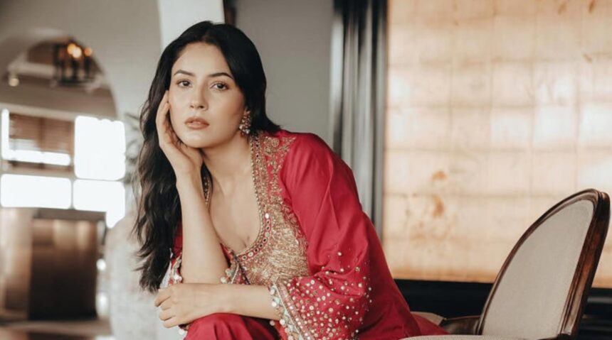 Shehnaaz Gill during the Ishqnama shoot after her nose ring mishap