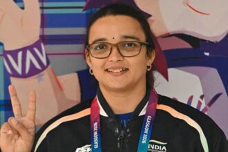 Hunterfly 26 08 29 123219 Seema Kaliramna celebrates her Commonwealth Games 2026 bronze medal in discus throw