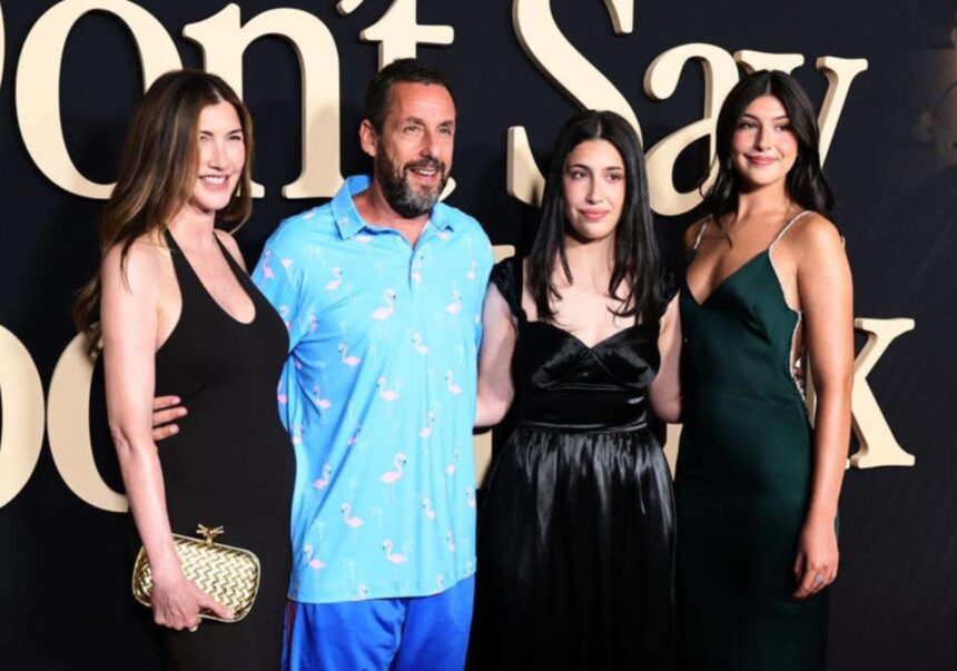 Adam Sandler with daughters Sunny and Sadie Sandler at Don’t Say Good Luck premiere