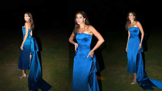 Ananya Panday Brings Red Carpet Glamour in a Deep Blue Satin Gown
