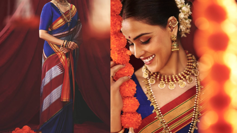 Hunterfly Blue And Red Saree Blue And Red Saree