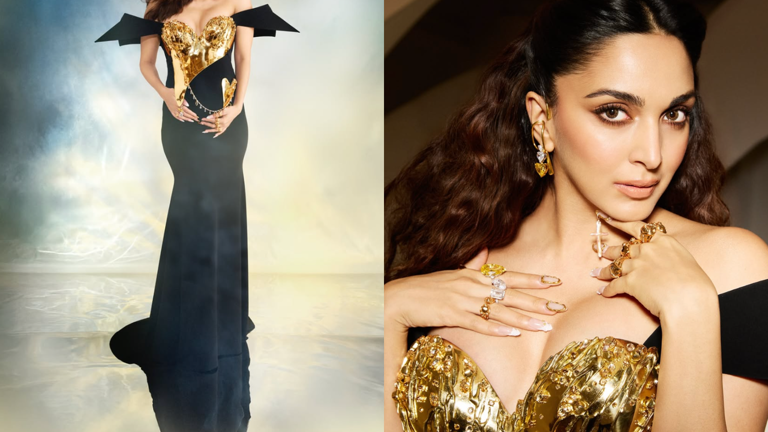 5. Sculpted Gold Bustier Gown