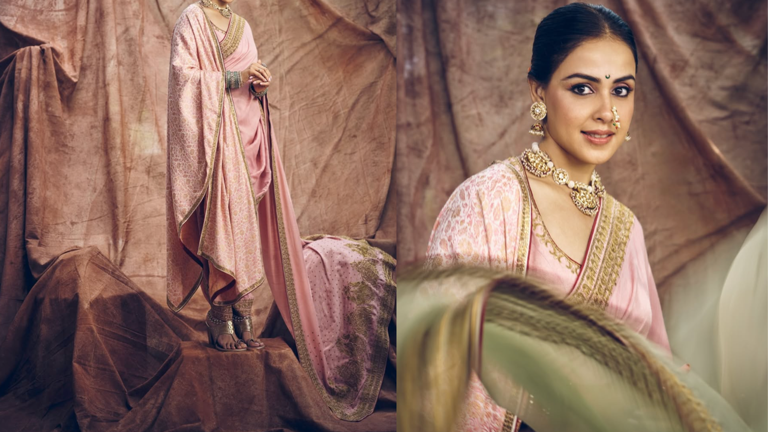 Hunterfly Pink Traditional Nauvari Saree 2. Blush Pink Nauvari Saree