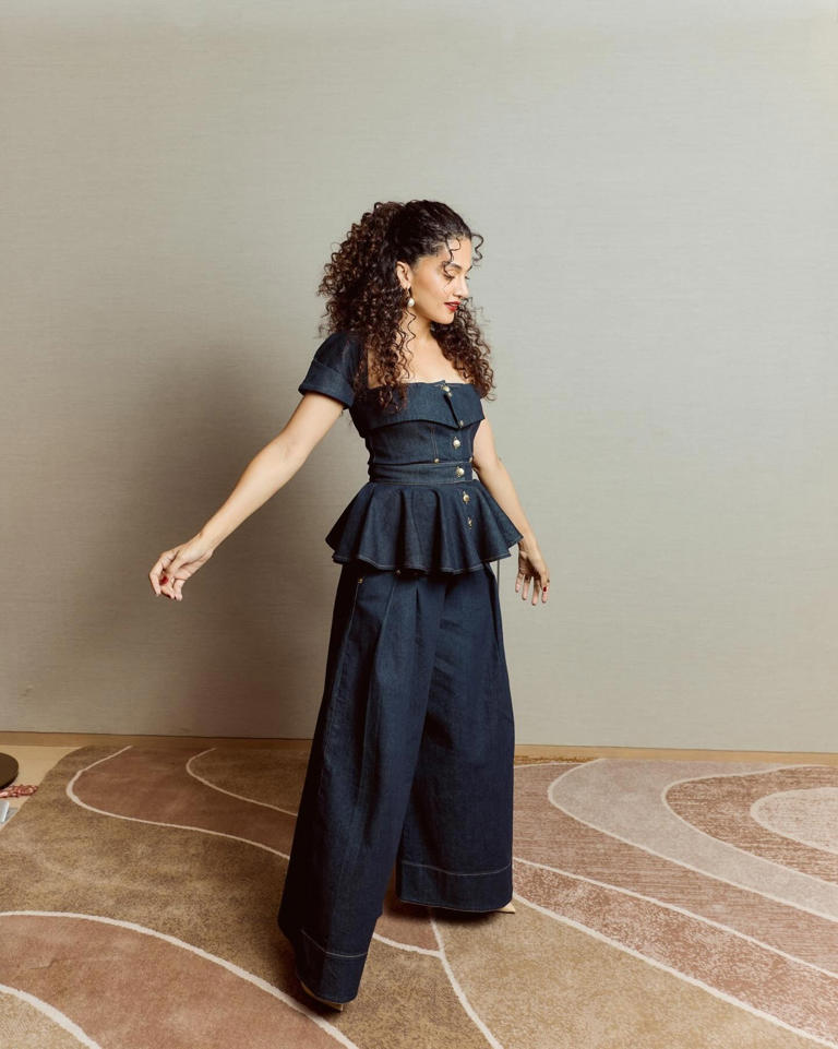 Hunterfly Taapsee Pannus birthday special4 4. Denim Co-Ord Set: Elevated Casual Dressing
