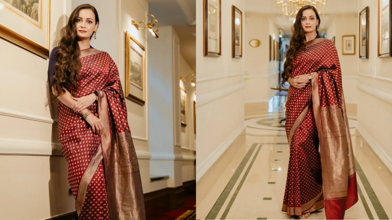 Hunterfly f22ff2 Dia Mirza's Red Banarasi Saree Steals the Spotlight
