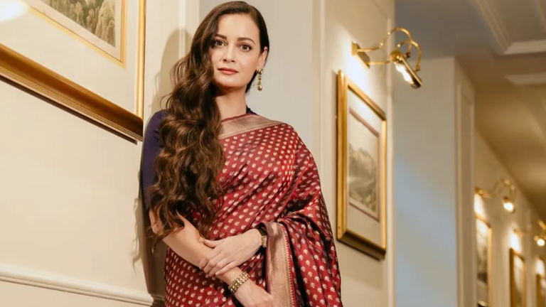 Hunterfly f2ff12 Dia Mirza wearing her mother's red Banarasi silk saree at the Operation Safed Sagar launch