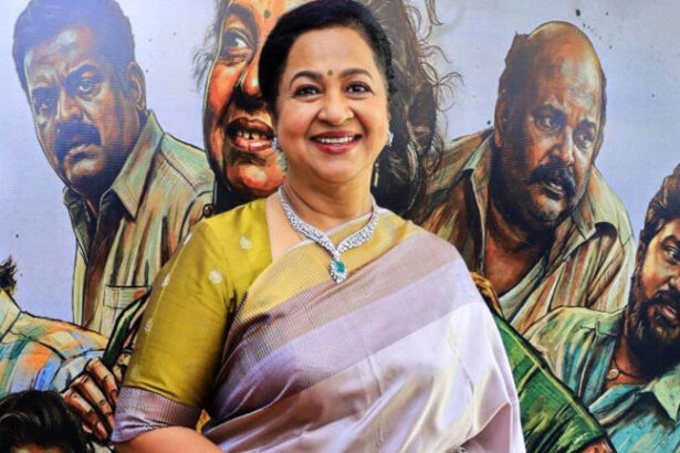 Radhika Sarathkumar at a public event, highlighting her long career in South Indian cinema and television