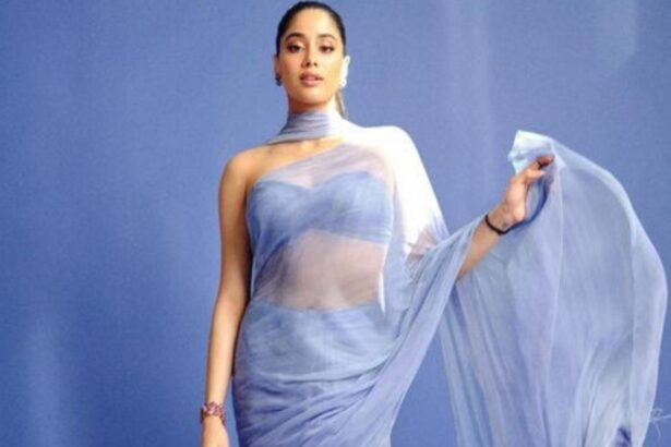 Woman wearing a sheer silk organza outfit while exploring contemporary fashion