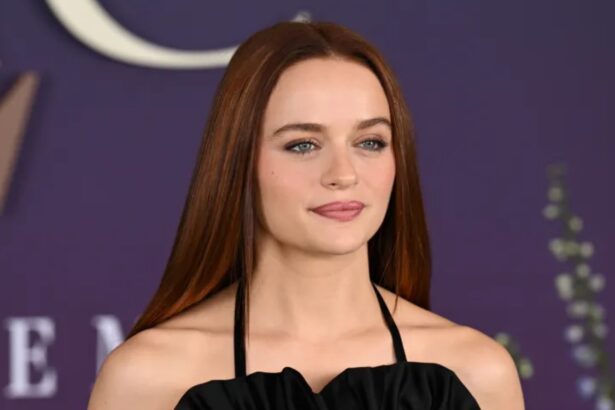 Joey King wearing a sheer black lace Miu Miu outfit at the Practical Magic 2 London photocall