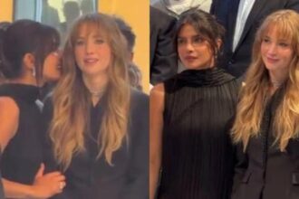 Jennifer Lawrence and Priyanka Chopra Jonas at the LVMH Prize event in Paris