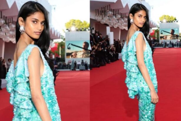 Hunterfly 026 09 05 173019 Bhavitha Mandava wears a shimmering Chanel aqua mermaid dress at Venice Film Festival