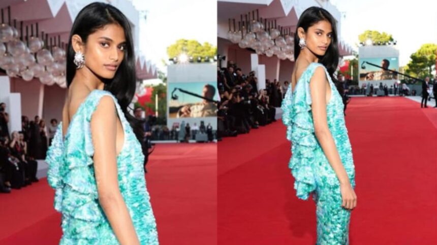 Hunterfly 026 09 05 173019 Bhavitha Mandava wears a shimmering Chanel aqua mermaid dress at Venice Film Festival