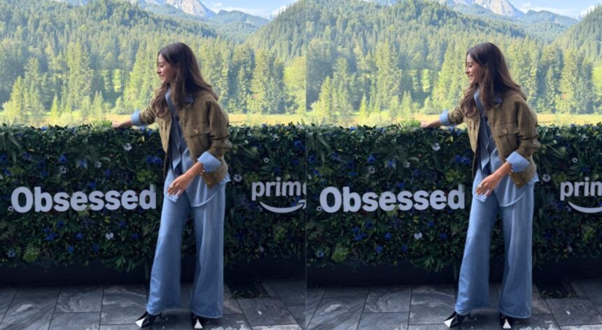 Hunterfly 026 09 08 164550 Ananya Panday wears a Chanel tweed jacket and powder-blue outfit at Prime Video's Obsessed retreat in Germany