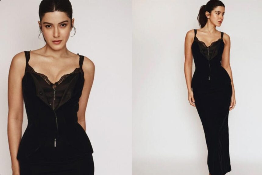 Shanaya Kapoor in an all-black corporate-core inspired outfit at an awards event