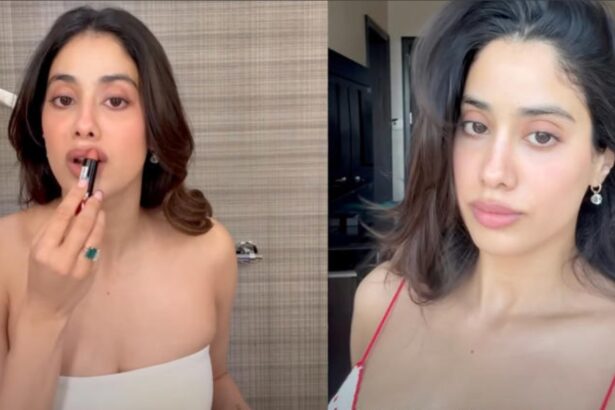 Janhvi Kapoor with soft pink blush and nude pink makeup