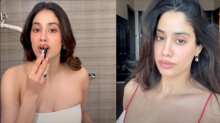 Janhvi Kapoor with soft pink blush and nude pink makeup