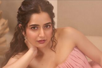 Actress wearing a pastel pink ruffled tulle gown at SIIMA in Bengaluru