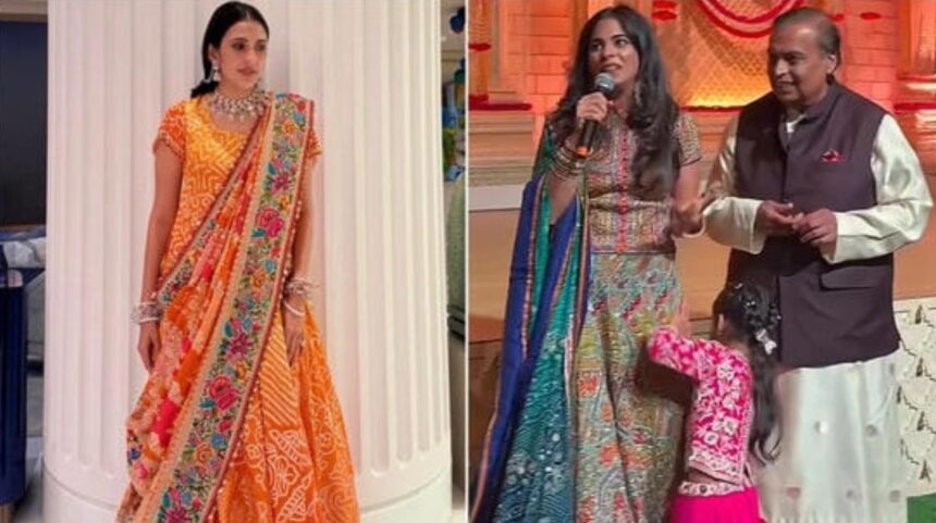 Isha Ambani and Shloka Mehta in festive ethnic outfits at Antilia Ganesh Chaturthi celebrations