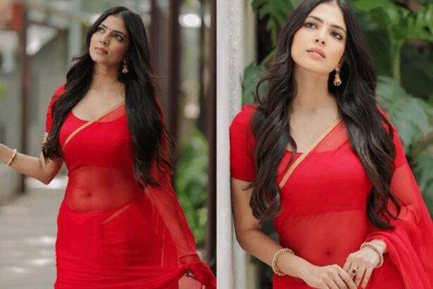Hunterfly 026 09 16 165525 Elegant red saree styled in a modern Indian fashion look