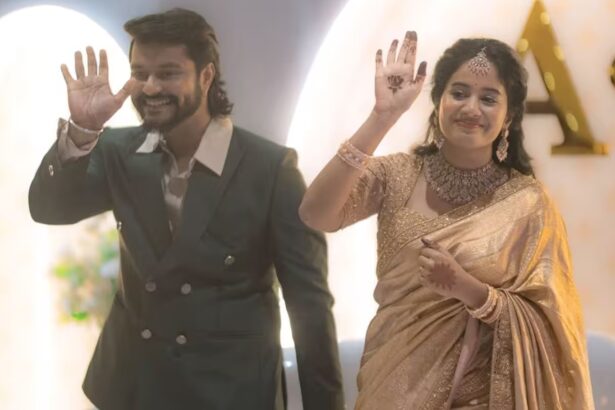 Brigida Saga and Anand Ram share a wedding photograph after their marriage