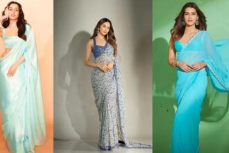 Chiffon saree carefully folded with protective tissue for long-term storage