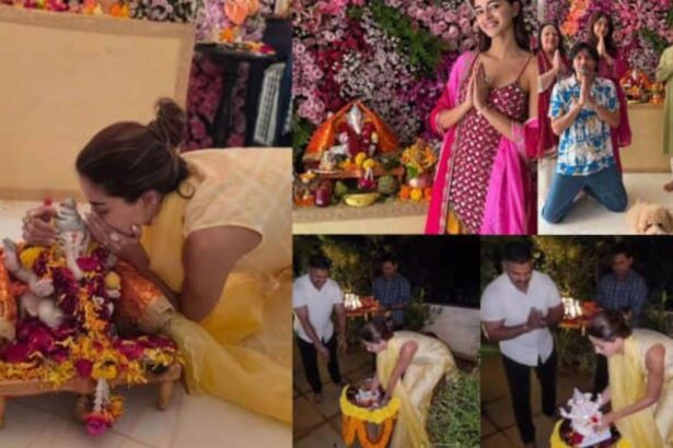 Ananya Panday performs Ganpati visarjan at home in a yellow suit
