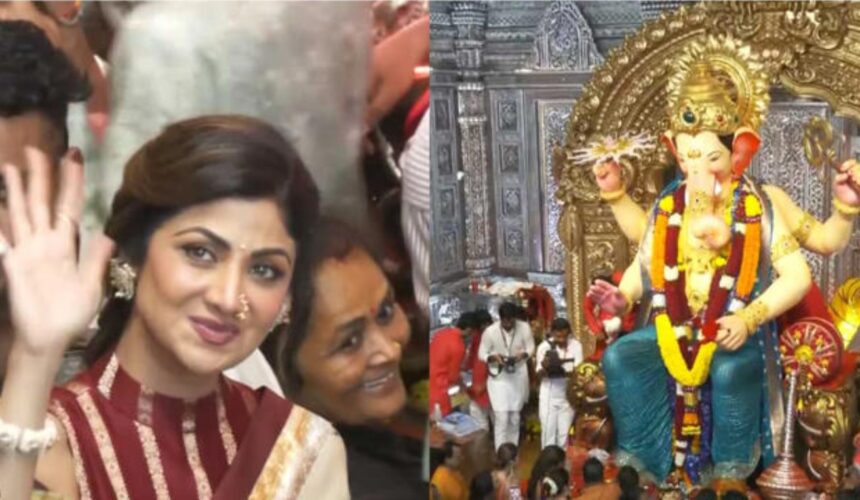 Hunterfly 026 09 17 111645 Shilpa and Shamita Shetty offer prayers at Lalbaugcha Raja during Ganesh Chaturthi