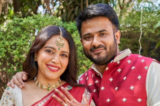 Swara Bhasker and Fahad Ahmad with activist Umar Khalid