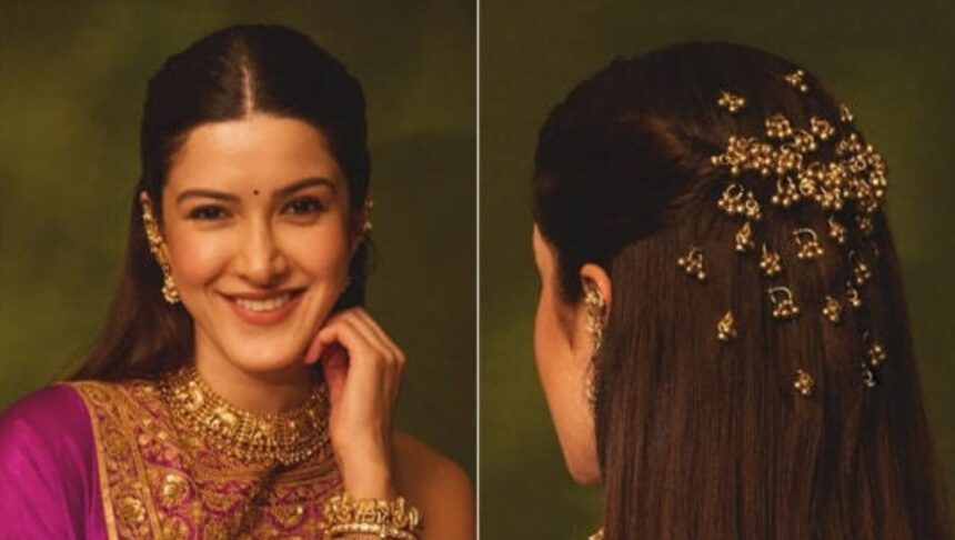 Shanaya Kapoor wearing ghungroo hair accessories during festive celebrations