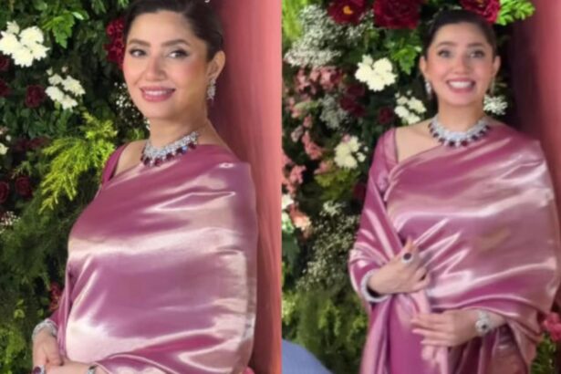 Hunterfly 026 09 20 174549 Pregnant Mahira Khan flaunts her baby bump in a pink satin saree