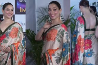 hunterfly 026 09 26 212109 Tamannaah Bhatia in a floral saree with a deep green blouse