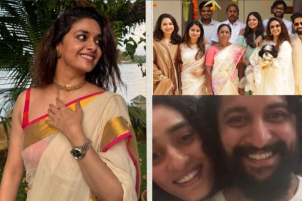 Keerthy Suresh celebrates Onam with husband Antony Thattil, family and friends