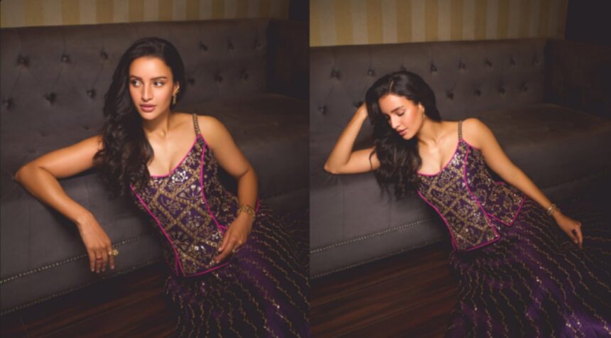 Hunterfly 2026 09 01 213250 Triptii Dimri wearing a royal purple Punit Balana lehenga with intricate silver-toned Chandi Tilla-inspired embroidery