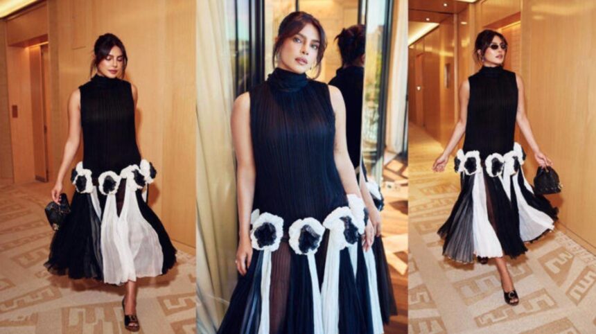 Hunterfly 2026 09 05 145238 Priyanka Chopra Jonas in a black and white Dior dress at the 2026 LVMH Prize event in Paris