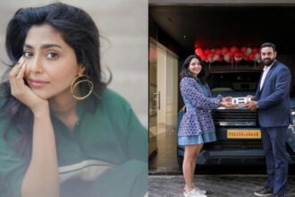 Aishwarya Lekshmi with her Range Rover Evoque