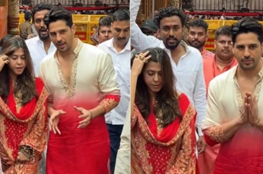 Sidharth Malhotra and Ektaa Kapoor at Lalbaugcha Raja during Ganesh Chaturthi 2026