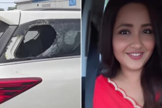 Hunterfly 2026 09 20 180442 Kajal Raghwani after her car was reportedly attacked by a crowd in Bihar Sharif