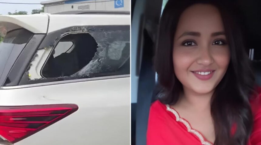 Hunterfly 2026 09 20 180442 Kajal Raghwani after her car was reportedly attacked by a crowd in Bihar Sharif