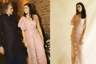 Ida Ali in a pink Amit Aggarwal gown at her engagement