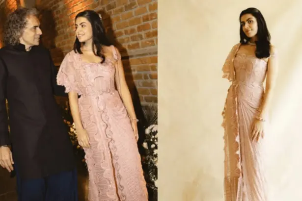 Ida Ali in a pink Amit Aggarwal gown at her engagement