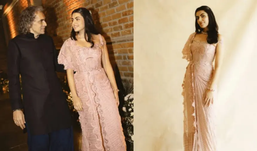 Ida Ali in a pink Amit Aggarwal gown at her engagement